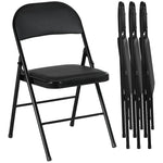 Folding Chairs, Portable Office/Reception with Metal Legs, Faux Leather Black