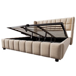 Upholstered Bed 180x200cm Pneumatic Storage Slatted Frame - Beige Linen