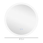 Illuminated Bathroom Mirror, Ø70 cm, 3 Light Colors, IP44, Anti-Fog, Wall Mirror