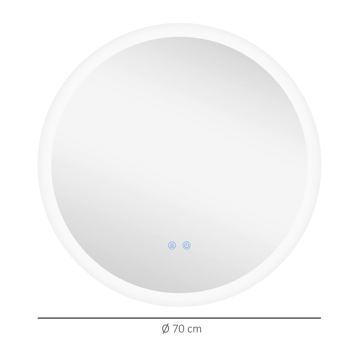 Illuminated Bathroom Mirror, Ø70 cm, 3 Light Colors, IP44, Anti-Fog, Wall Mirror
