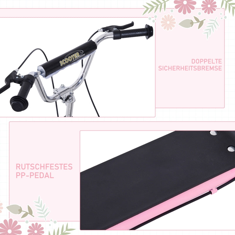 Children's Scooter, Pneumatic Tires, 16 Inch, Handbrake, Pink