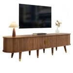 TV Cabinet 175cm Rattan Sliding Door Storage, Walnut Look/Natural Design