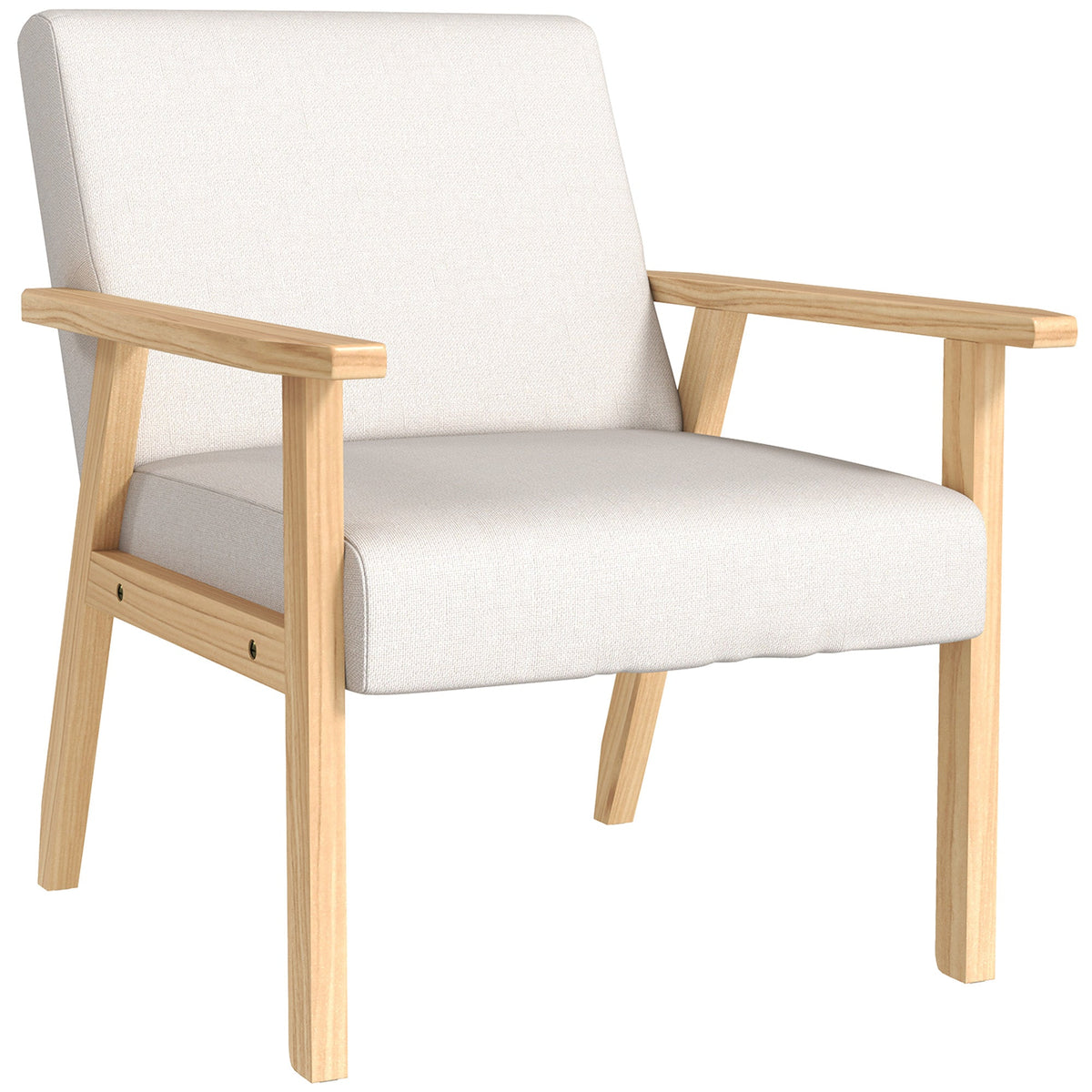 Lounge Chair with Armrests, Dining Relaxing Upholstered, Cream White