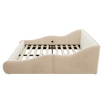 Upholstered Kids Bed 140x200 with Mattress & Rails in Beige Velvet
