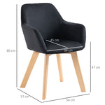 Kitchen Chairs, Set of 2 Ergonomic with Armrests, Polyester Wood, Black