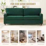 2-Seater Sofa Modern USB-C LED Cup Holders Side Pockets - Emerald Chenille