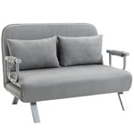 Sleeper Sofa Two-Seater Adjustable Bed Function Cushions, Light Grey