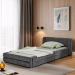 Single Bed 90x200 cm with Backrest, Dark Grey Chenille
