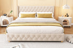 Upholstered Bed 180x200cm with Headboard Light Beige Velvet