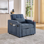 3-in-1 Sofa Bed with Slide-to-Transform Design and USB Charging, Navy Blue