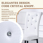 Set of 2 Dining Seats Soft Retro Crocodile Pattern Crystal Clasps White and Black Faux Leather