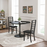 Metal Dining Chairs, High Back Armless, Steel Legs, PU Leather, Black