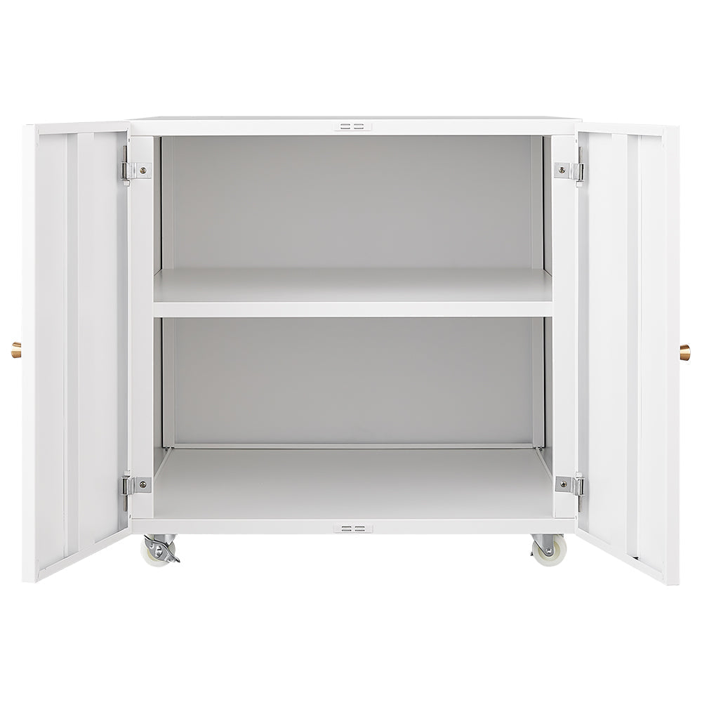 Metal Printer Stand - Mobile Storage, Adjustable Shelf, File Cabinet - White