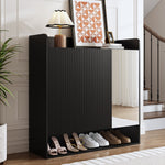 Shoe Cabinet with Full-Length Mirror and Multi-Tier Large Capacity, Black