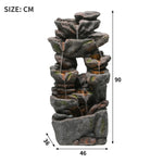 Garden Fountain with LED Lighting, Water Pump and Decorative Basin, Artificial Stone Grey
