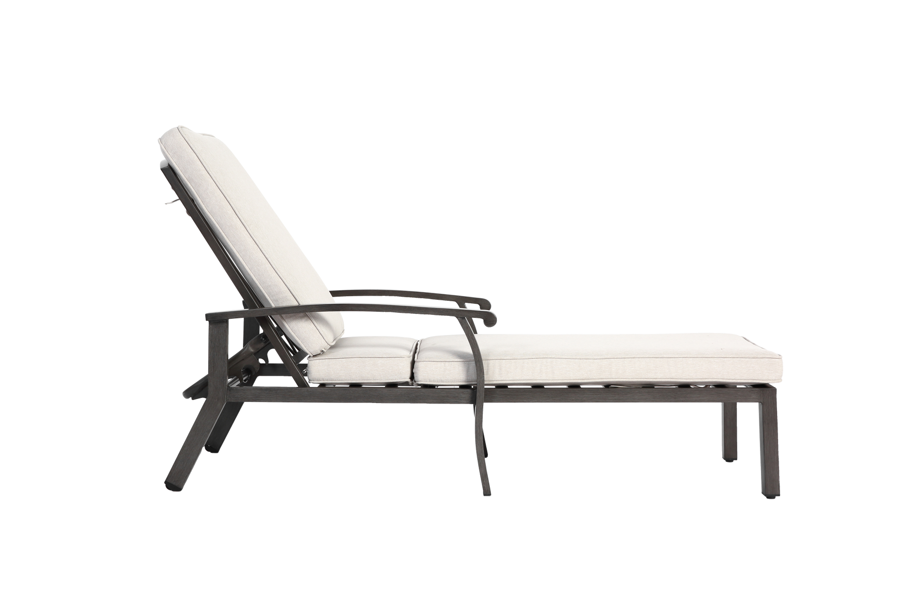 Lounge Patio Chair, Adjustable Reclining Aluminum, Waterproof Beige Cushion
