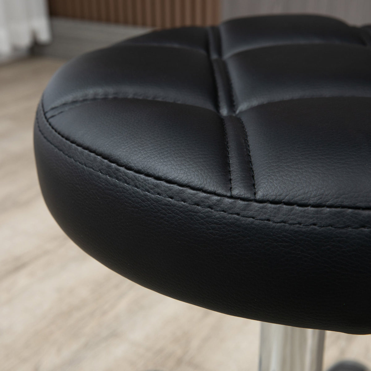 Salon Stools, Height Adjustable Swivel Rolling, Faux Leather Black