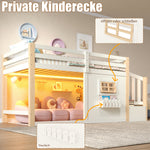 Loft Bed 90x200cm with Window, Storage & LED, Natural White Pine