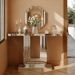 Mirrored Console Table 120cm Modern U-Shape - Silver