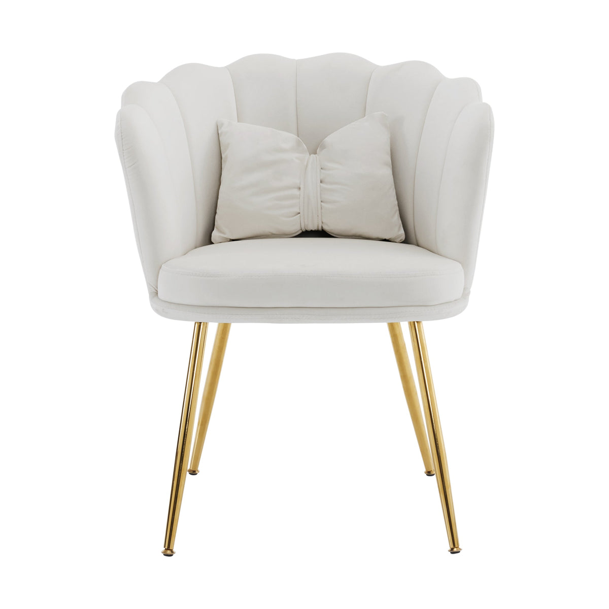 Chairs, Set of 6 Modern Velvet with Petal Backs, Gold Legs