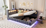 Upholstered Bed Set 180x200cm with Storage & Tables, Beige Velvet