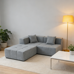 Shaped Convertible Modular Couch 3-Seat Boneless No Assembly - Gray