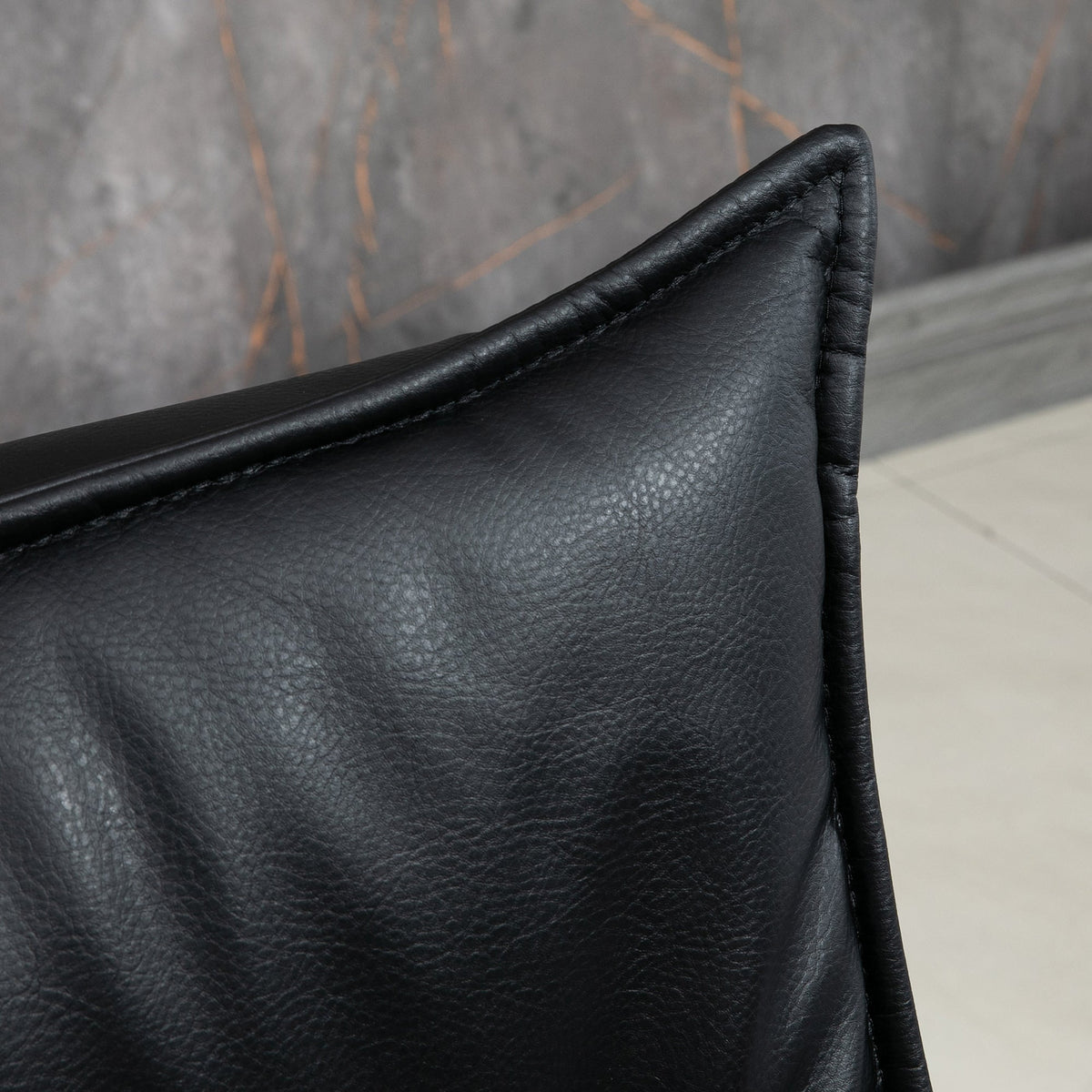Armchair Swivel Reclining TV Chair with Footstool, Tilting Backrest, Faux Leather Black