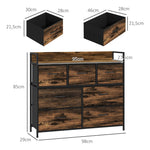 Chest of Drawers, 7 Fabric Drawers, Anti-Tip, Brown MDF