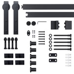 Sliding Door System, Complete Set with Track & Screws, Carbon Steel Black
