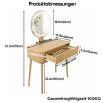 Dressing Table with LED Mirror & Drawers, 80x40x133 cm, Oak