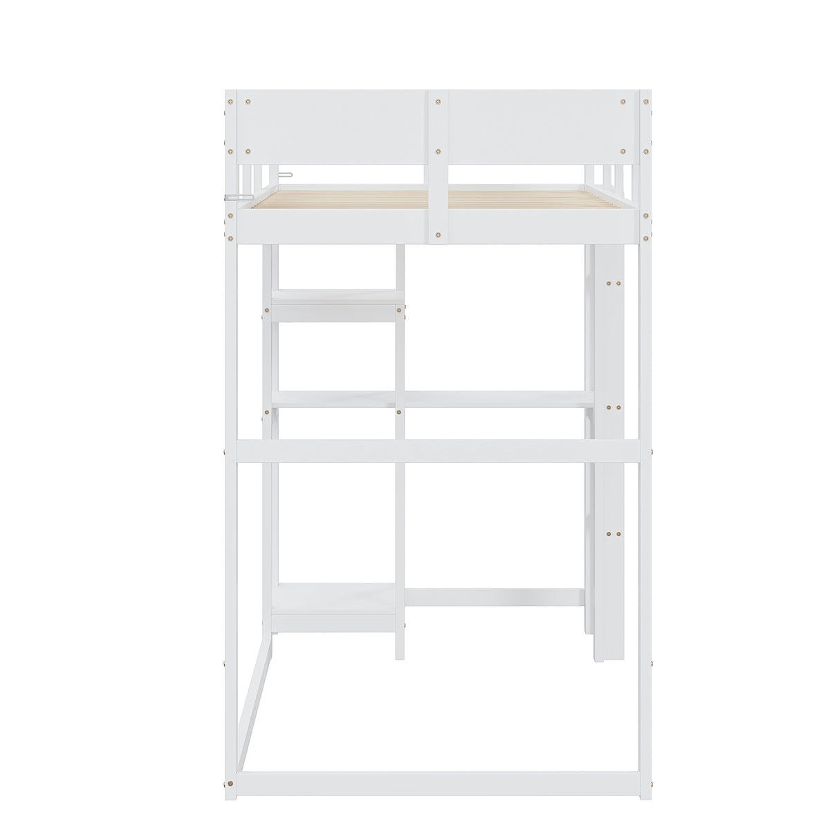 Loft Bed with Storage 90x200cm Solid Pine Wood White