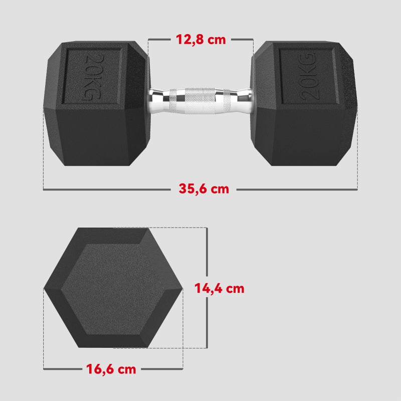 Dumbbell Knurled Handle 1x20kg Cast Iron