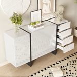 Sideboard, 2-Door 4-Drawer Modern, White High-Gloss