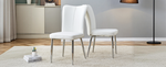 2x Modern Dining Chairs PU Leather Silver Metal Legs White