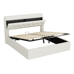 Upholstered Bed 160x200cm Hydraulic & Concealed Headboard Storage PU - White