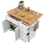Kitchen Island Multifunctional Dining Table Removable Trolley Storage - White