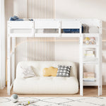 Loft Bed with Storage 90x200cm Solid Pine Wood White