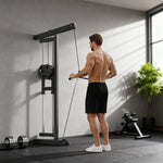 Rowing Machine, Wall-Mounted Cable Fitness Equipment for Home Gym, Black Steel