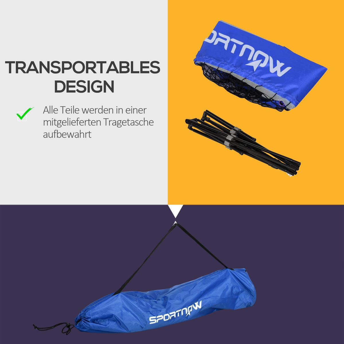 SPORTNOW Badminton Net Set, Foldable & Height-Adjustable for Indoor/Outdoor, Polyester