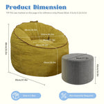 Ergonomic Curved Bean Bag Chair with Storage Pocket and Matching Ottoman, Modern Comfort