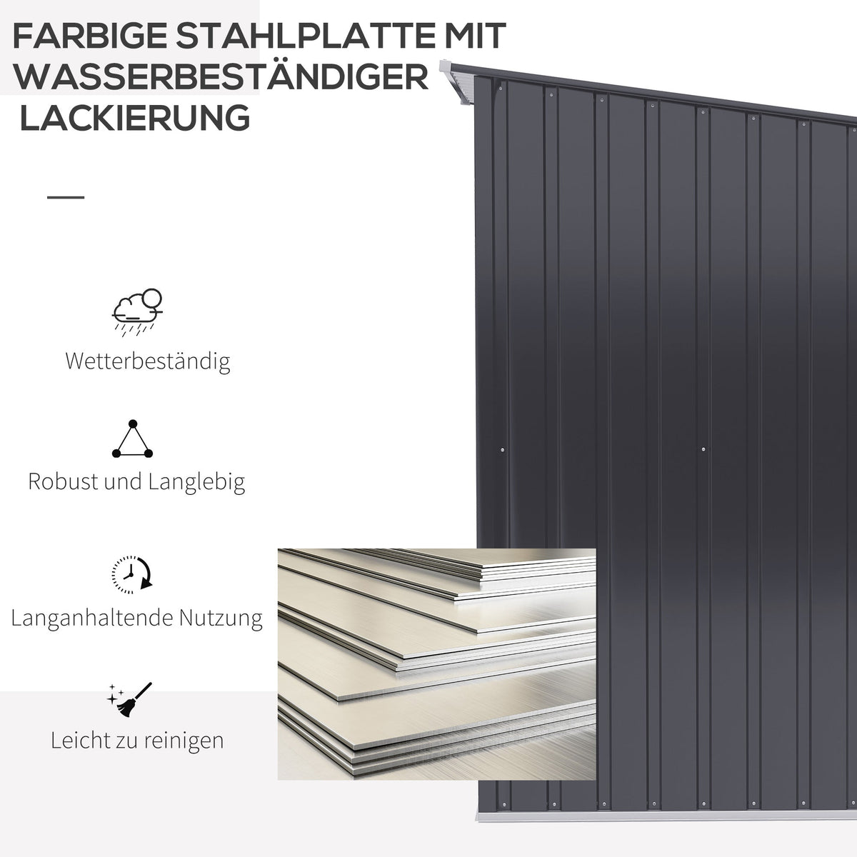 Garden Shed 1x1m Galvanized Steel Dark Grey