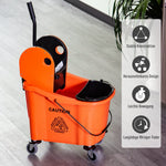 Cleaning Trolley, 36L Bucket & Wringer, Black/Orange