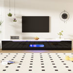 TV Cabinet 180cm High-Gloss LED Wall-Mountable Black/White