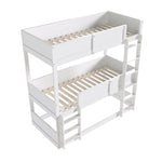 Triple Bed, Loft High Fence Design, Children's, Solid Wood, White