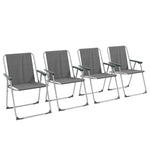 Folding Chair Set of 4, Foldable Garden Camping with Backrest Armrest, Oxford Grey
