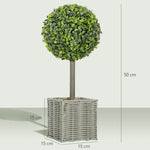 Artificial Plants, UV-resistant Trees in Pots, Plastic, Cement, Green