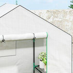 Greenhouse, Roll-Up Door, Window, Shelves, 143x74x190cm, White