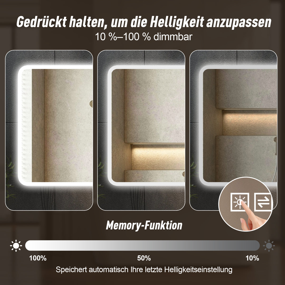 LED Bathroom Mirror 60x100 cm - Anti-Fog Dimmable Frosted Glass