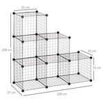 Shelving Unit, 6 Compartments, Wire Mesh Cube, Black