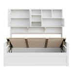 Wooden Sofa Bed 90x200cm with Hydraulic Storage in White